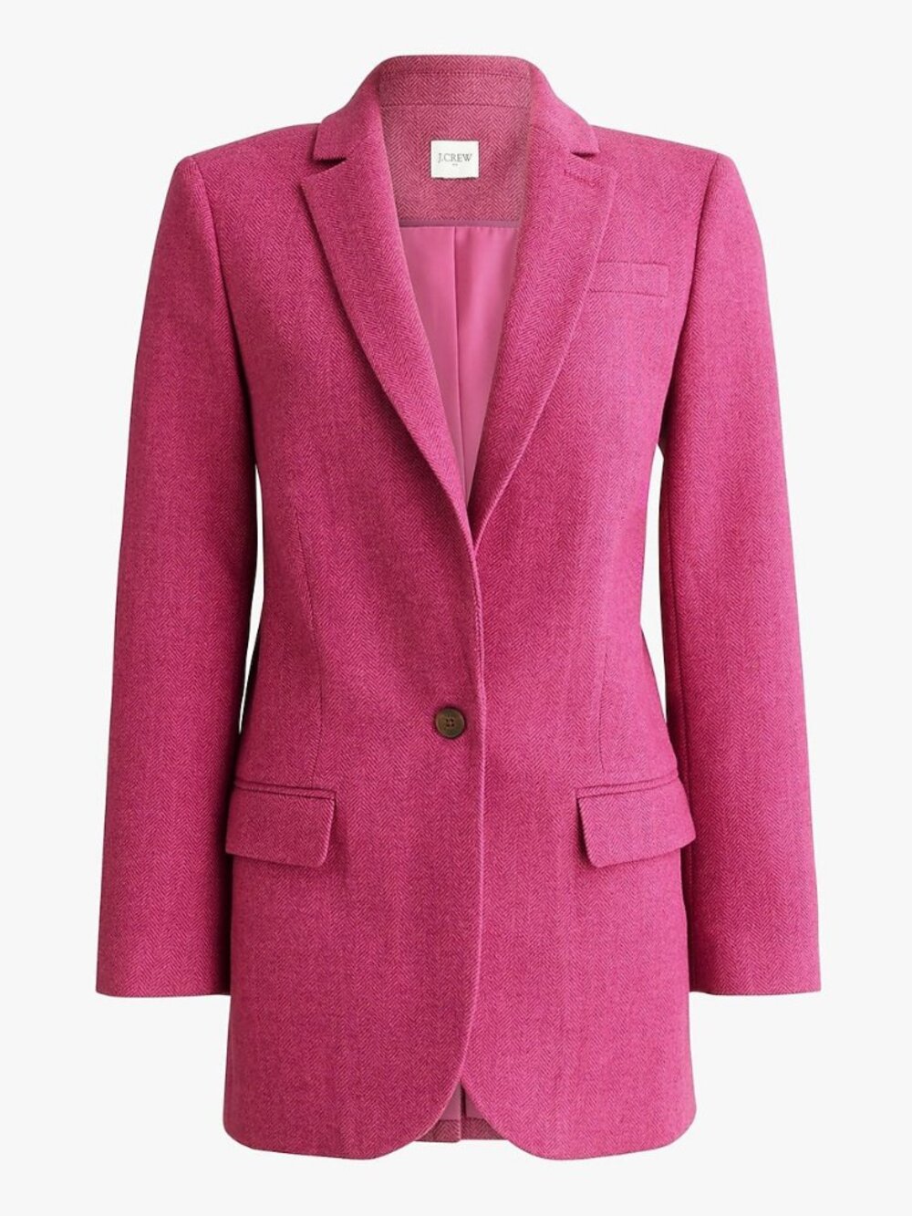 New J.Crew Wool Blend Herringbone Blazer Magenta 10 $228